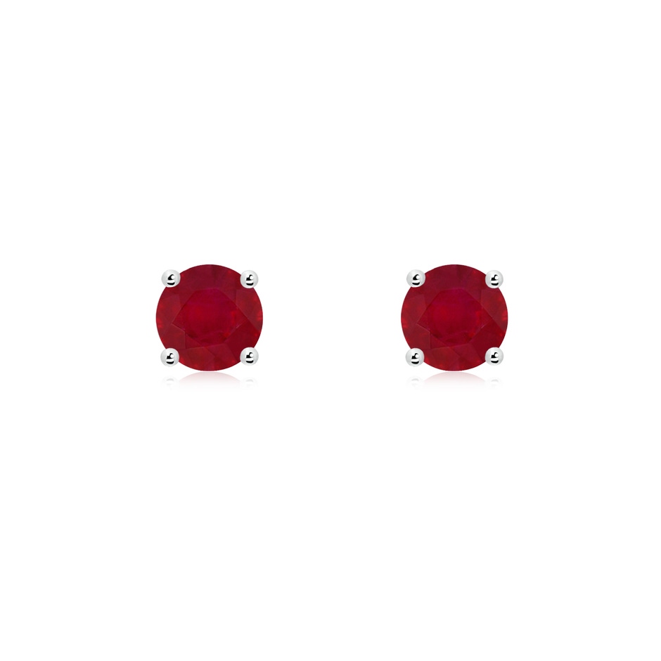 5mm AA Round Ruby Stud Earrings in White Gold 