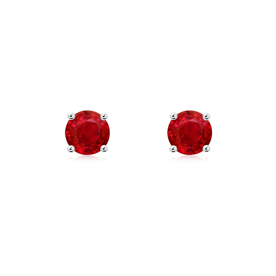 5mm AAA Round Ruby Stud Earrings in White Gold 