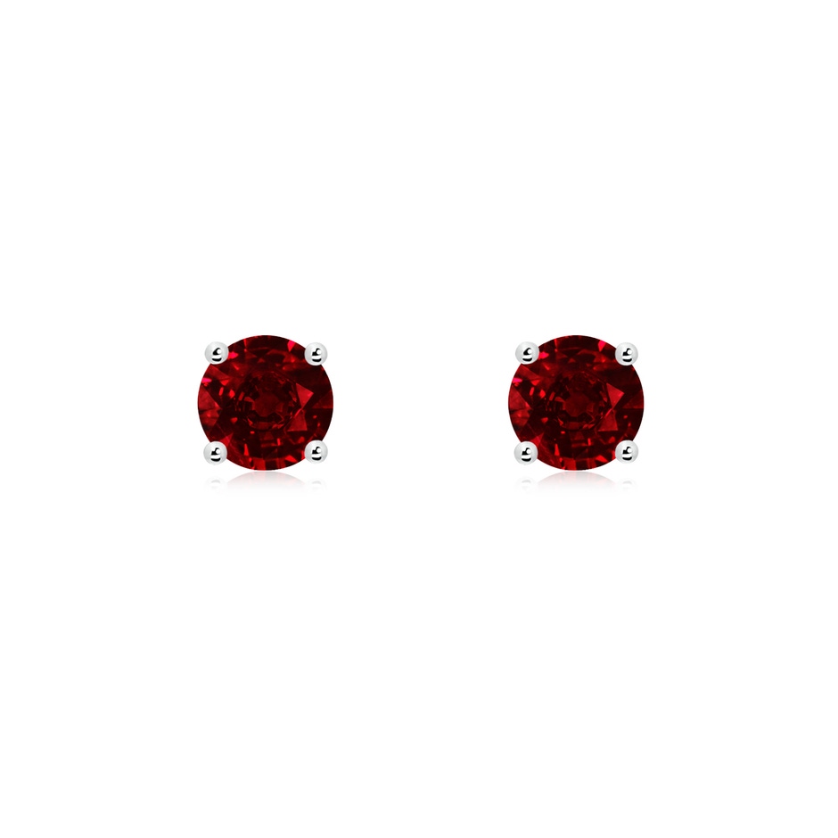 5mm AAAA Round Ruby Stud Earrings in White Gold 
