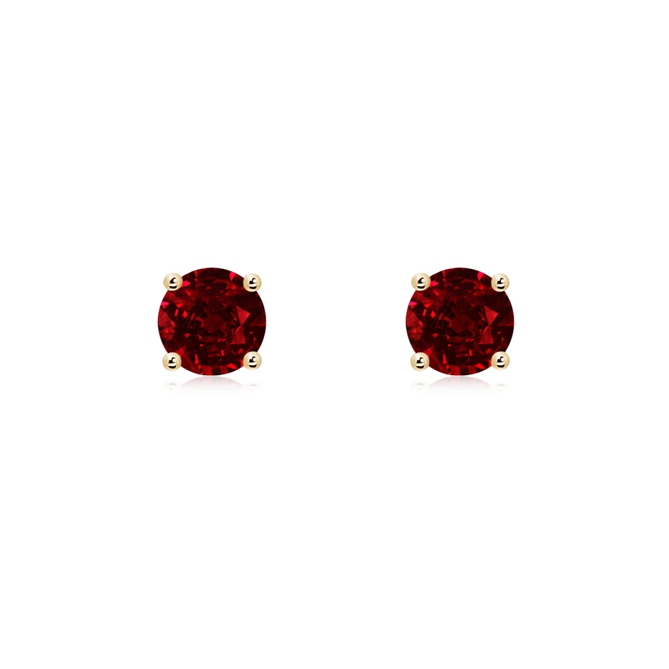 5mm AAAA Round Ruby Stud Earrings in Yellow Gold 