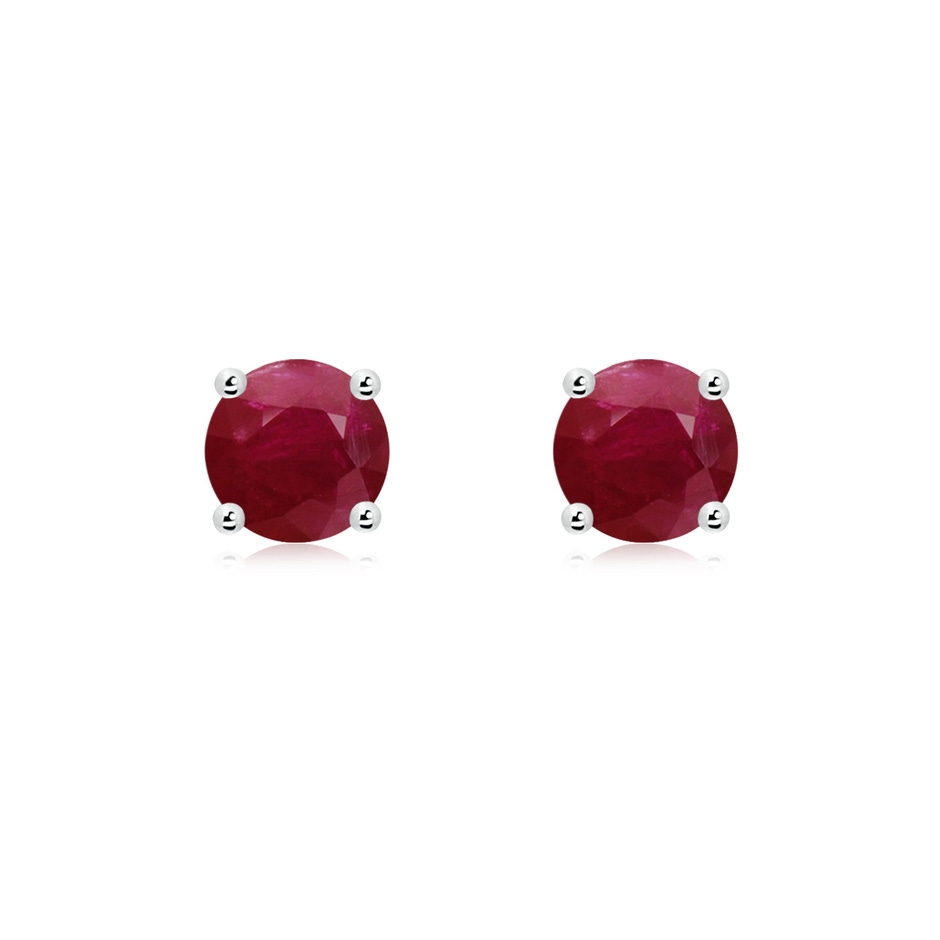 6mm A Round Ruby Stud Earrings in P950 Platinum 