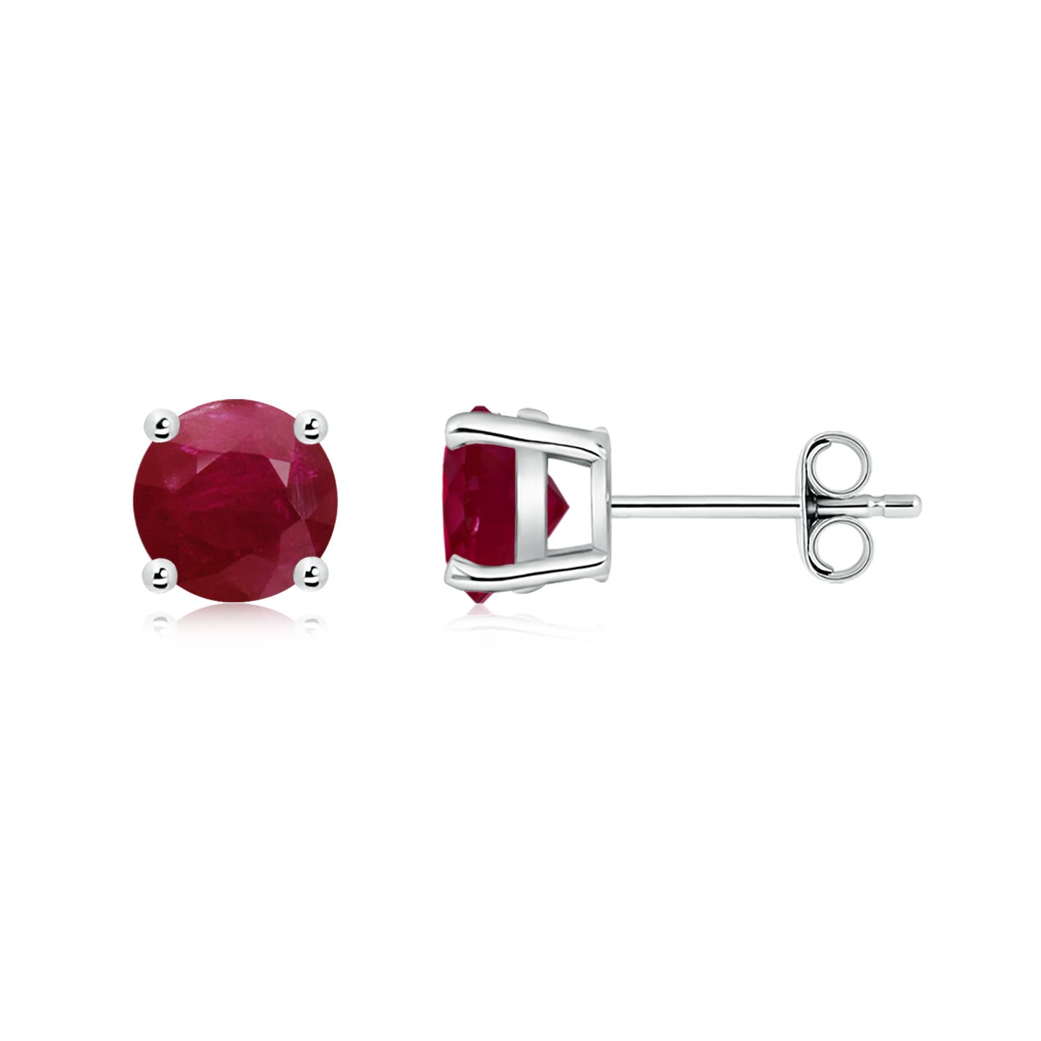 6mm A Round Ruby Stud Earrings in P950 Platinum