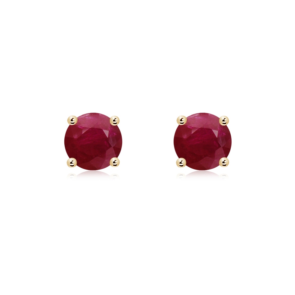 6mm A Round Ruby Stud Earrings in Yellow Gold 