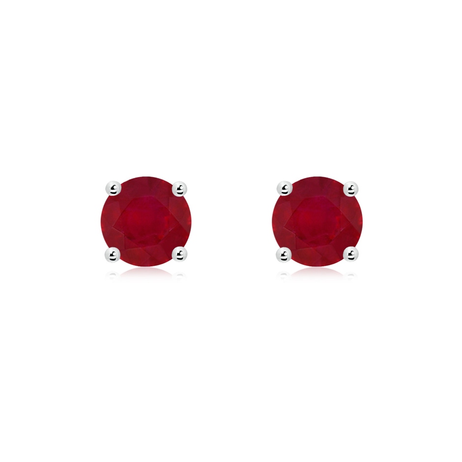 6mm AA Round Ruby Stud Earrings in White Gold 