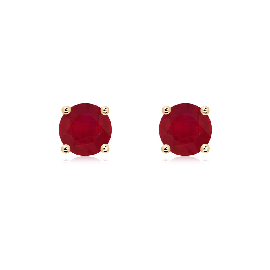 6mm AA Round Ruby Stud Earrings in Yellow Gold 