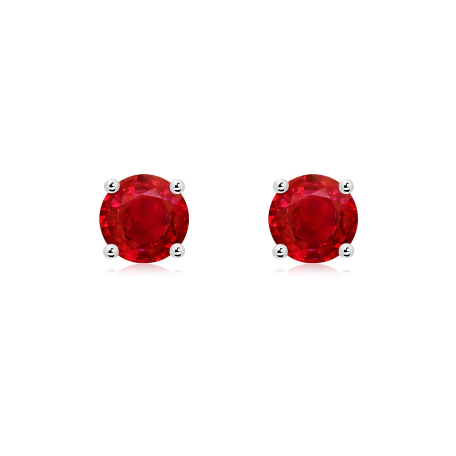 6mm AAA Round Ruby Stud Earrings in P950 Platinum 