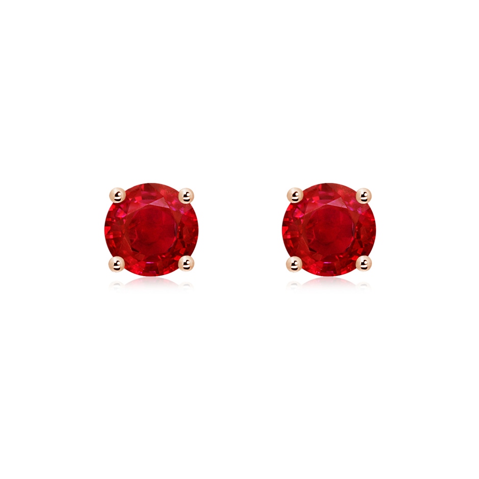 6mm AAA Round Ruby Stud Earrings in Rose Gold 