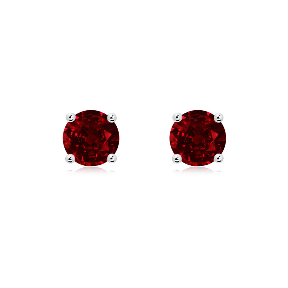 6mm AAAA Round Ruby Stud Earrings in P950 Platinum 