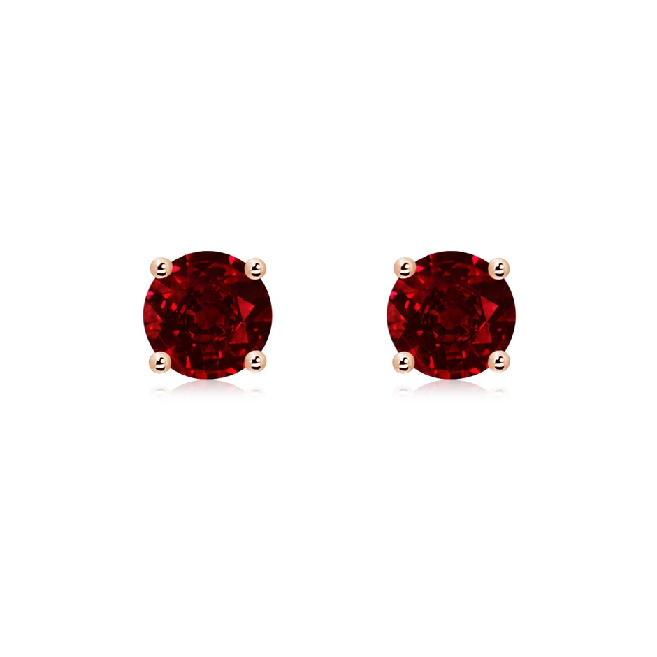 6mm AAAA Round Ruby Stud Earrings in Rose Gold 