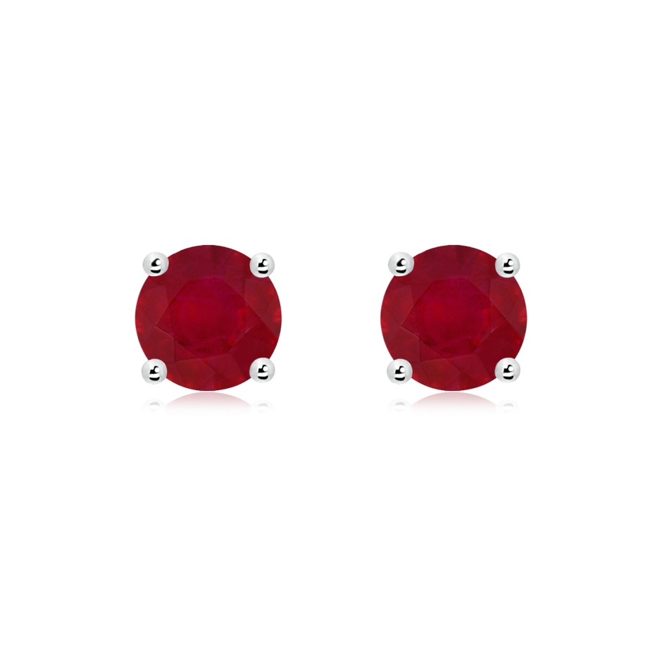 7mm AA Round Ruby Stud Earrings in P950 Platinum 