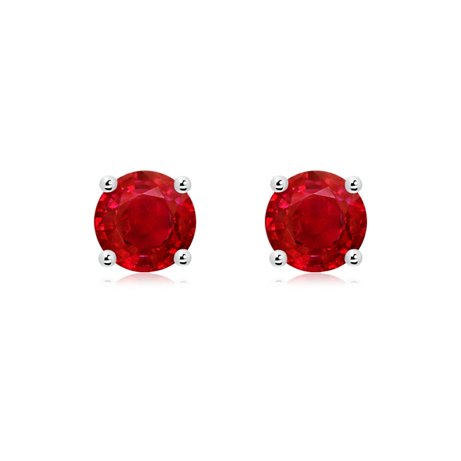 7mm AAA Round Ruby Stud Earrings in P950 Platinum 