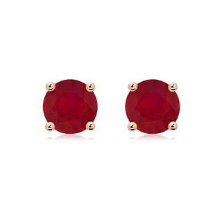 8mm AA Round Ruby Stud Earrings in 18K Rose Gold