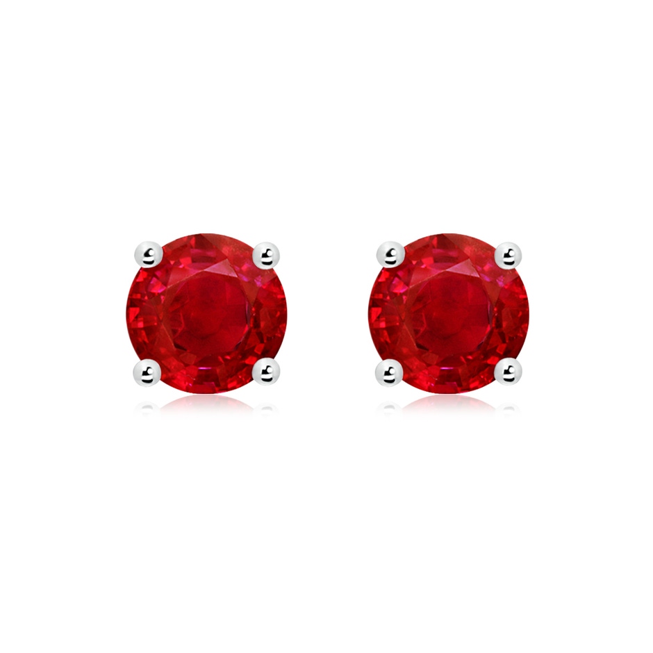 8mm AAA Round Ruby Stud Earrings in P950 Platinum 