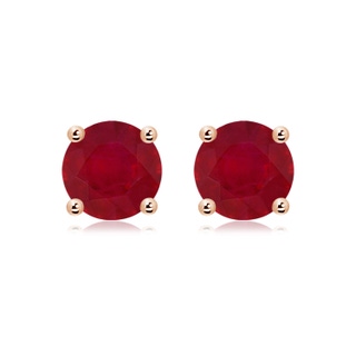 9mm AA Round Ruby Stud Earrings in 18K Rose Gold