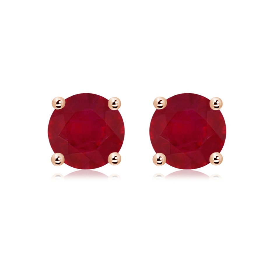 9mm AA Round Ruby Stud Earrings in 18K Rose Gold 