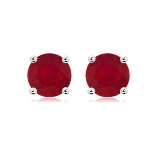 9mm AA Round Ruby Stud Earrings in P950 Platinum