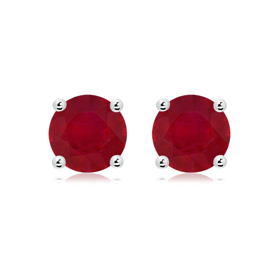 9mm AA Round Ruby Stud Earrings in P950 Platinum 