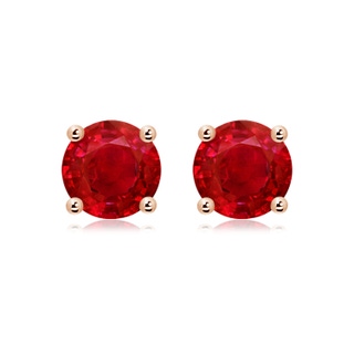 9mm AAA Round Ruby Stud Earrings in 9K Rose Gold
