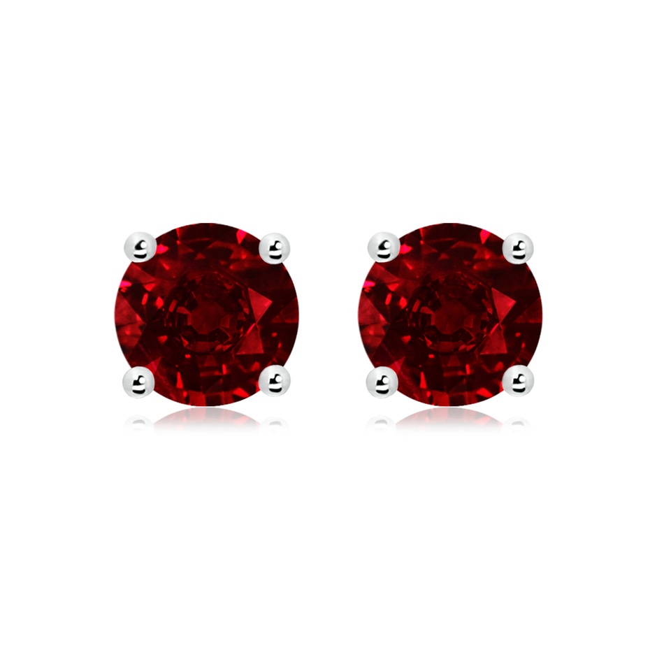 9mm AAAA Round Ruby Stud Earrings in White Gold 