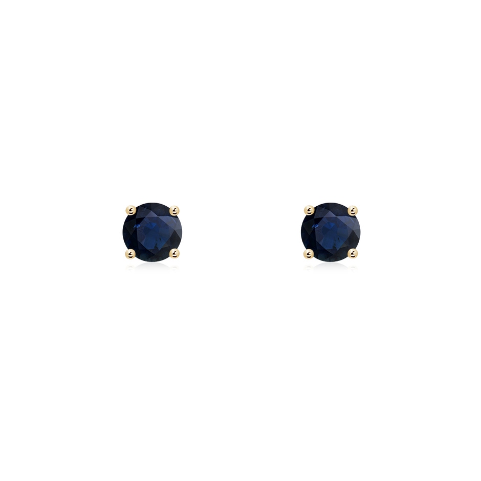 3mm A Round Blue Sapphire Stud Earrings in Yellow Gold 