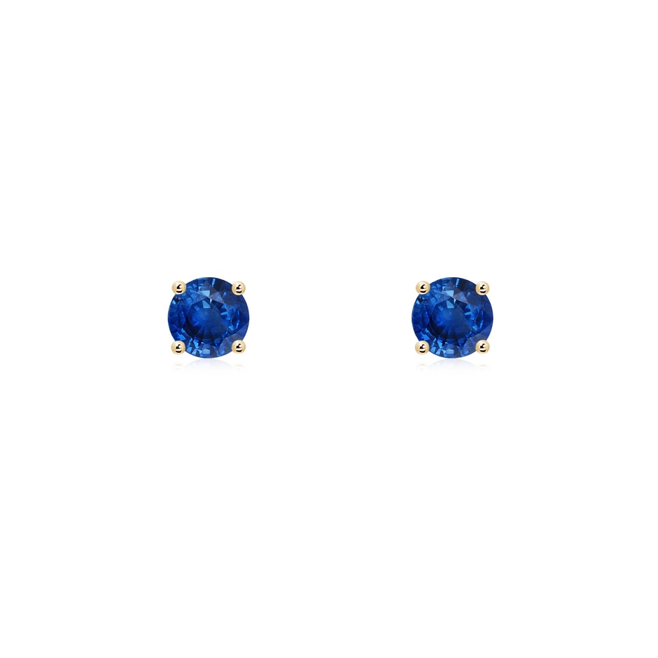 3mm AAA Round Blue Sapphire Stud Earrings in Yellow Gold 