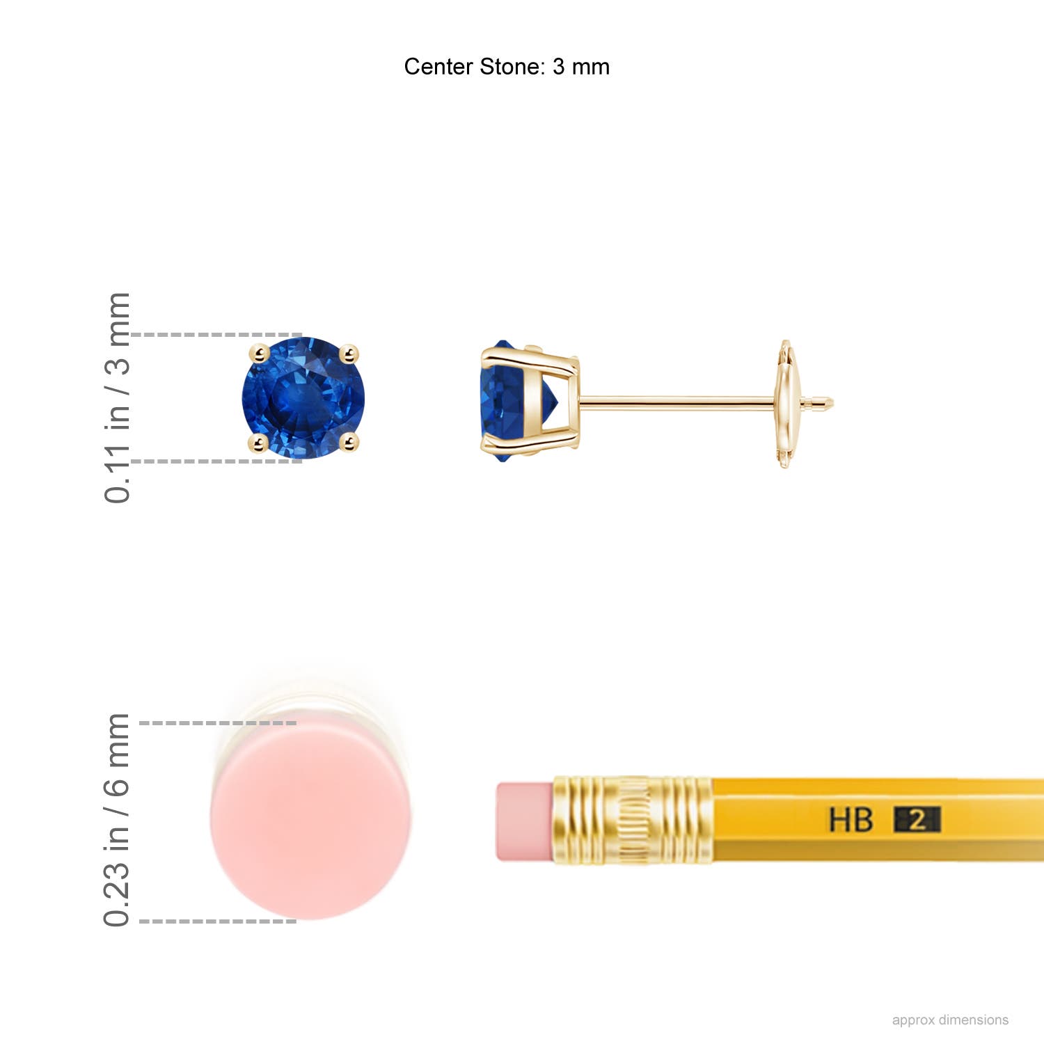 AAA - Blue Sapphire / 0.28 CT / 14 KT Yellow Gold