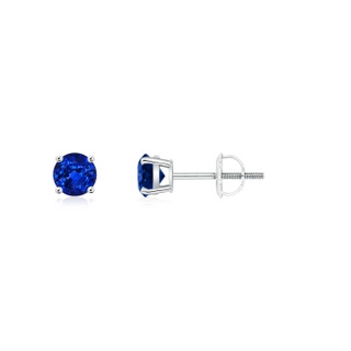 3mm AAAA Round Blue Sapphire Stud Earrings in P950 Platinum