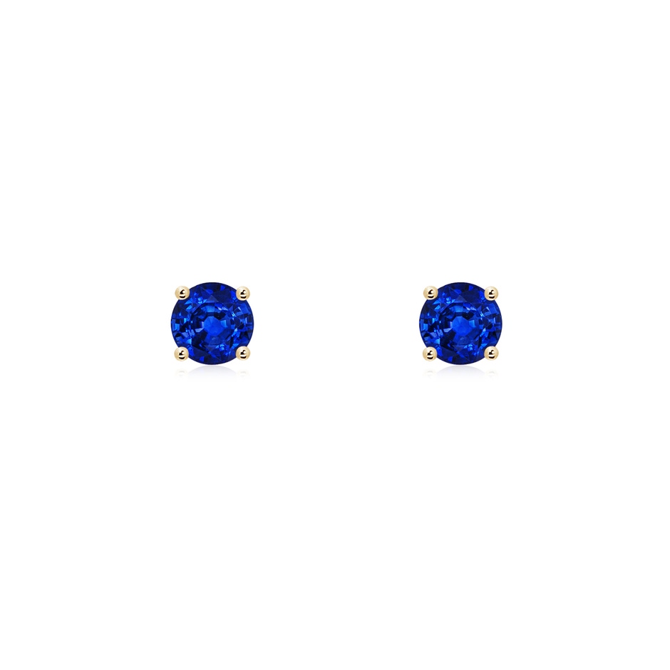 3mm AAAA Round Blue Sapphire Stud Earrings in Yellow Gold 