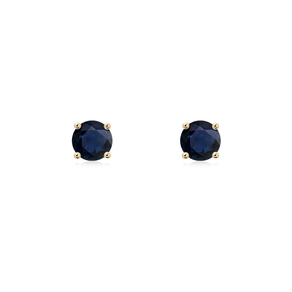 4mm A Round Blue Sapphire Stud Earrings in Yellow Gold 
