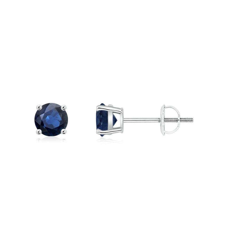 4mm AA Round Blue Sapphire Stud Earrings in P950 Platinum