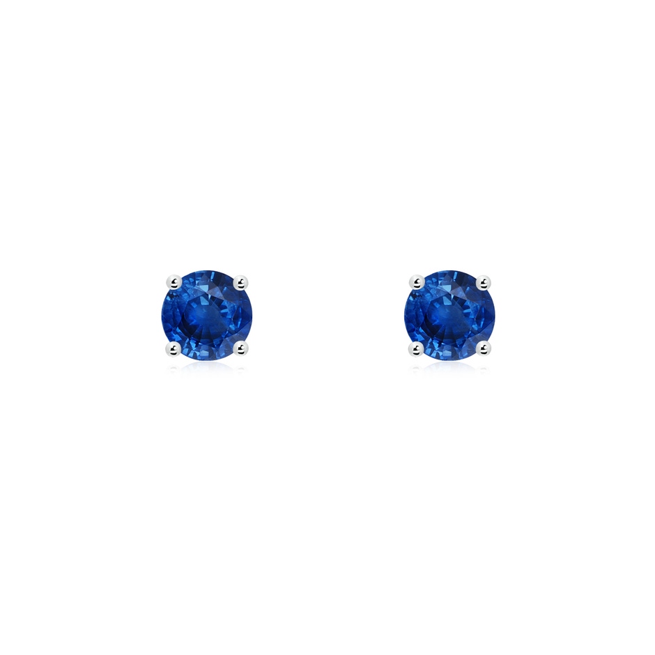 4mm AAA Round Blue Sapphire Stud Earrings in White Gold 