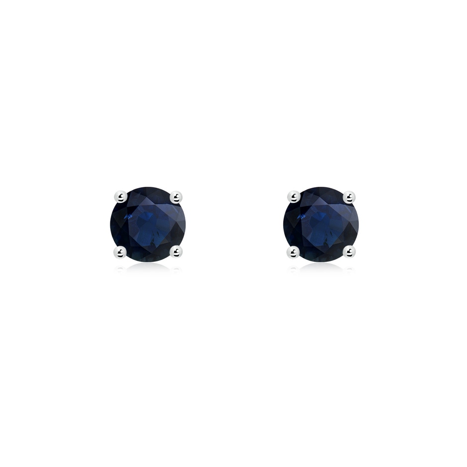 5mm A Round Blue Sapphire Stud Earrings in White Gold 