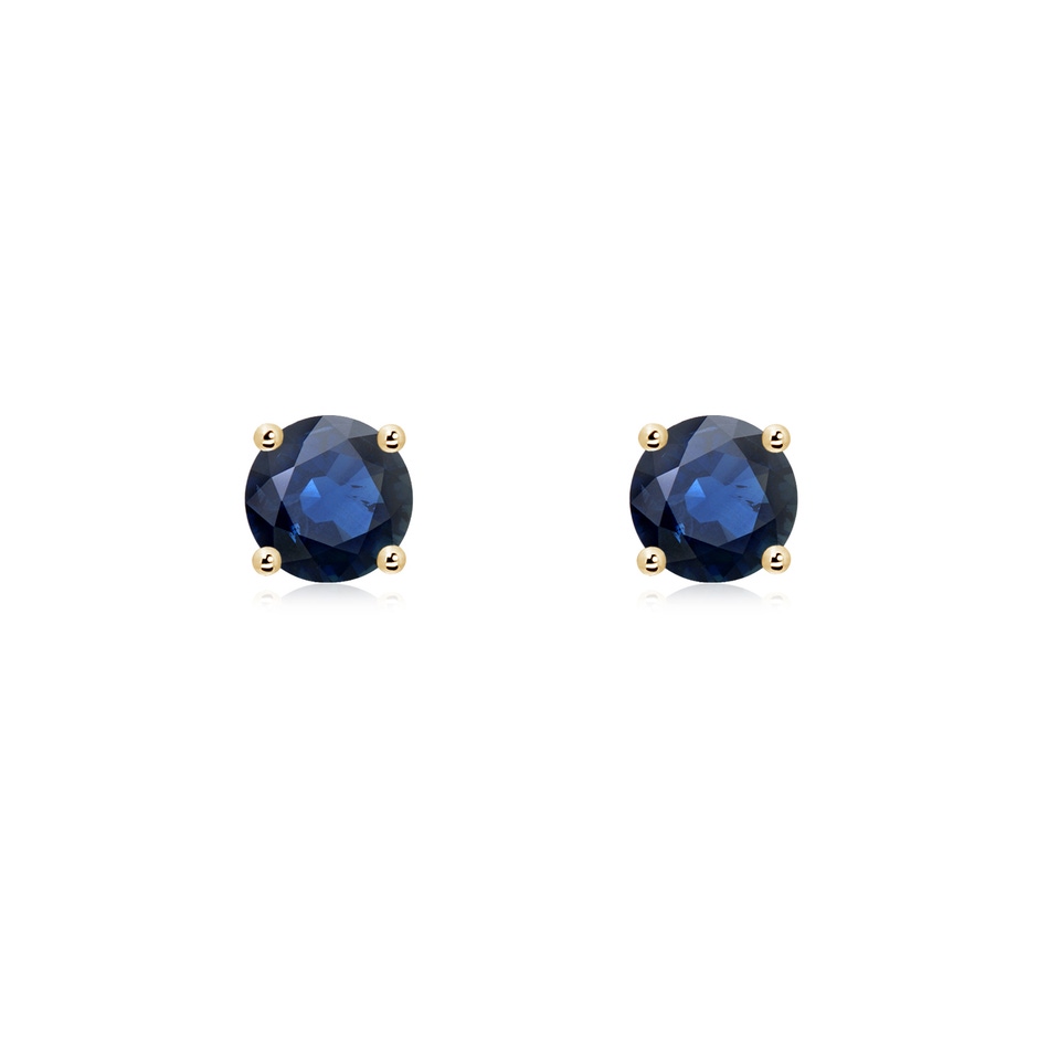 5mm AA Round Blue Sapphire Stud Earrings in Yellow Gold 