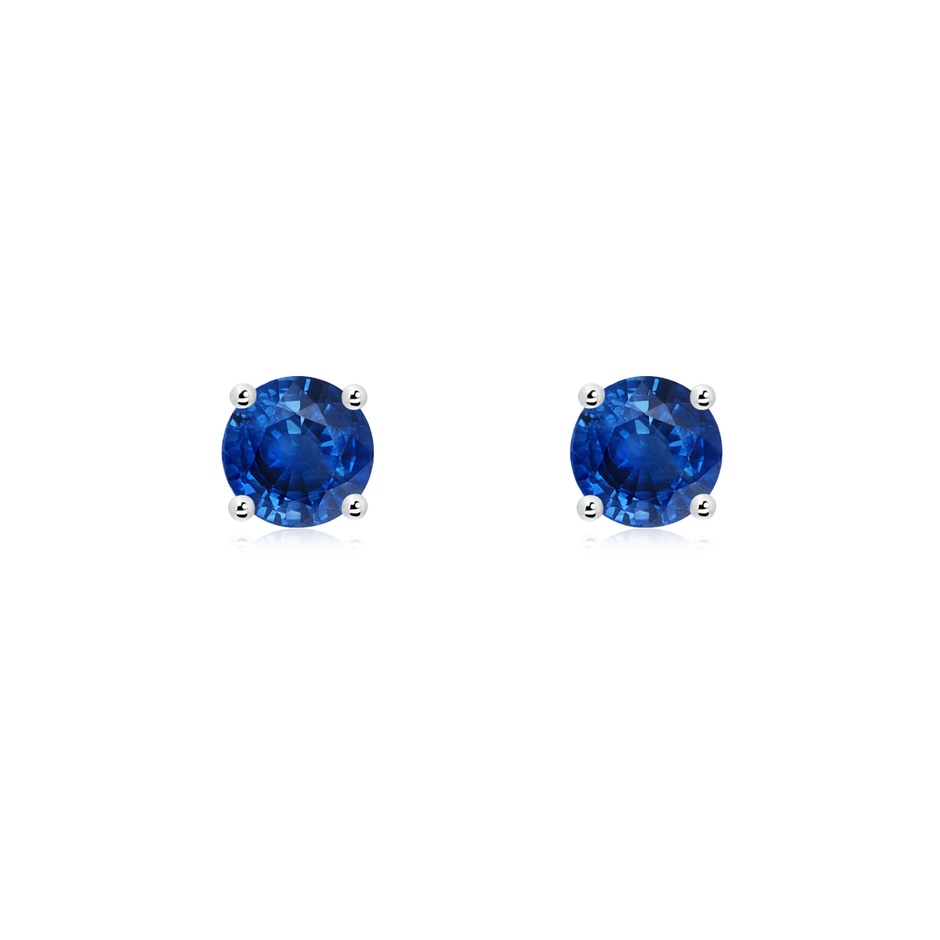 5mm AAA Round Blue Sapphire Stud Earrings in White Gold 