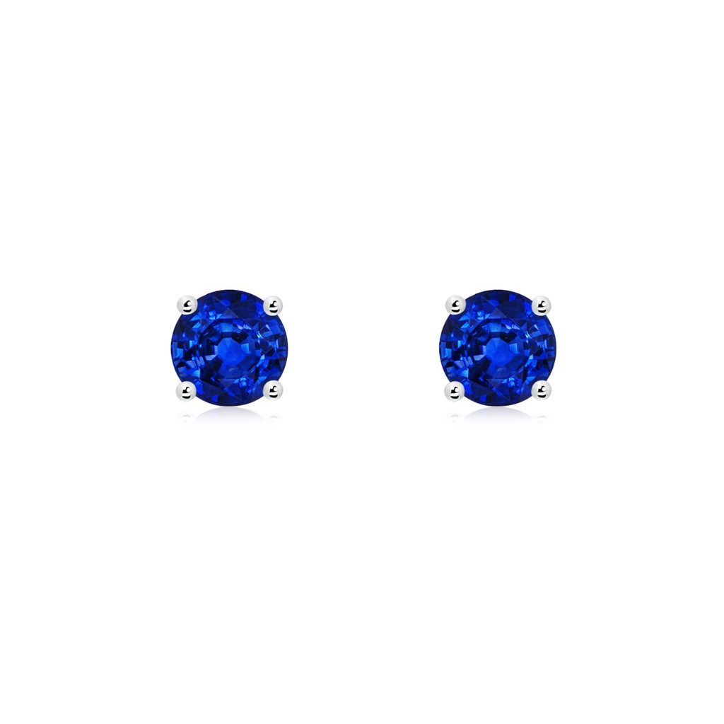 5mm AAAA Round Blue Sapphire Stud Earrings in P950 Platinum