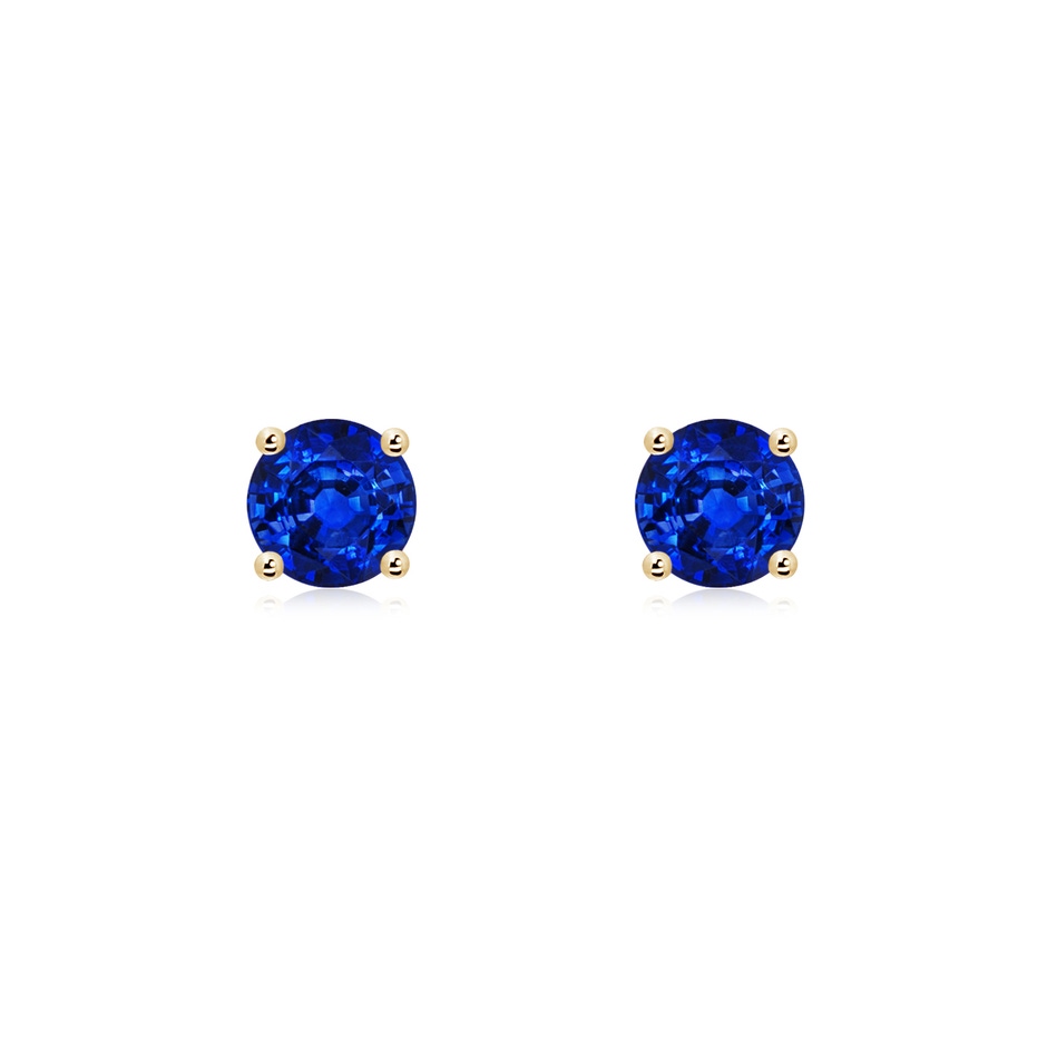 5mm AAAA Round Blue Sapphire Stud Earrings in Yellow Gold 