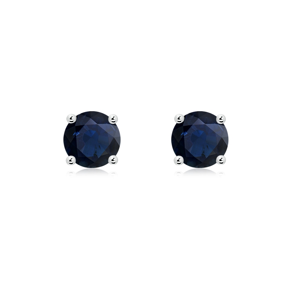 6mm A Round Blue Sapphire Stud Earrings in White Gold 