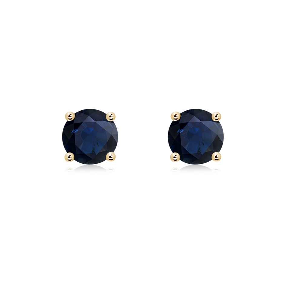 6mm A Round Blue Sapphire Stud Earrings in Yellow Gold 