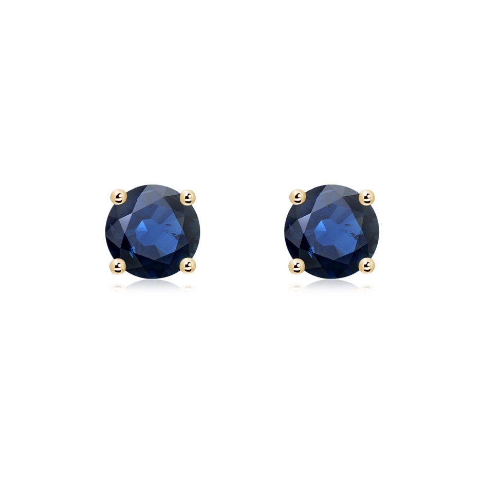 6mm AA Round Blue Sapphire Stud Earrings in 18K Yellow Gold 