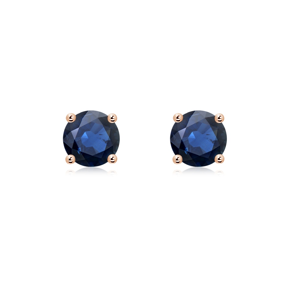 6mm AA Round Blue Sapphire Stud Earrings in Rose Gold 
