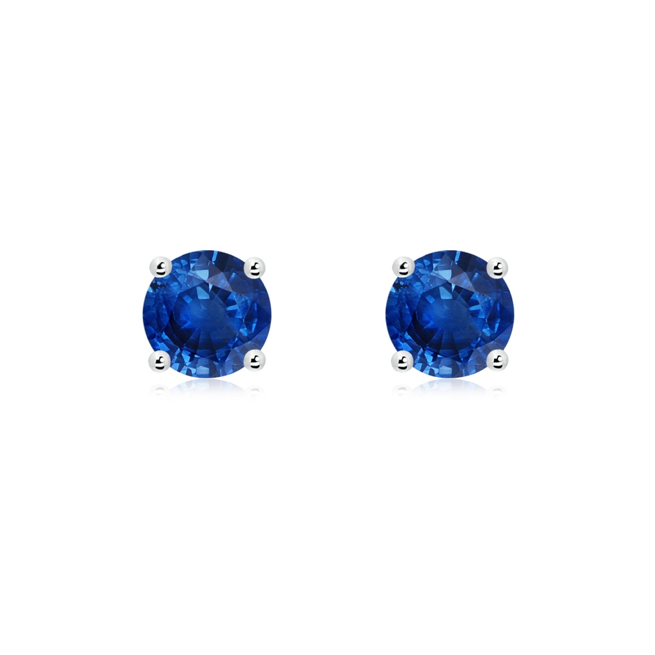 6mm AAA Round Blue Sapphire Stud Earrings in White Gold 