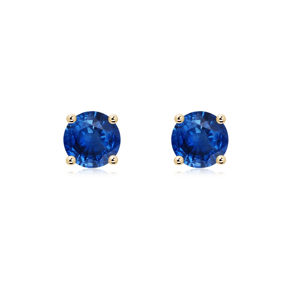 6mm AAA Round Blue Sapphire Stud Earrings in Yellow Gold 
