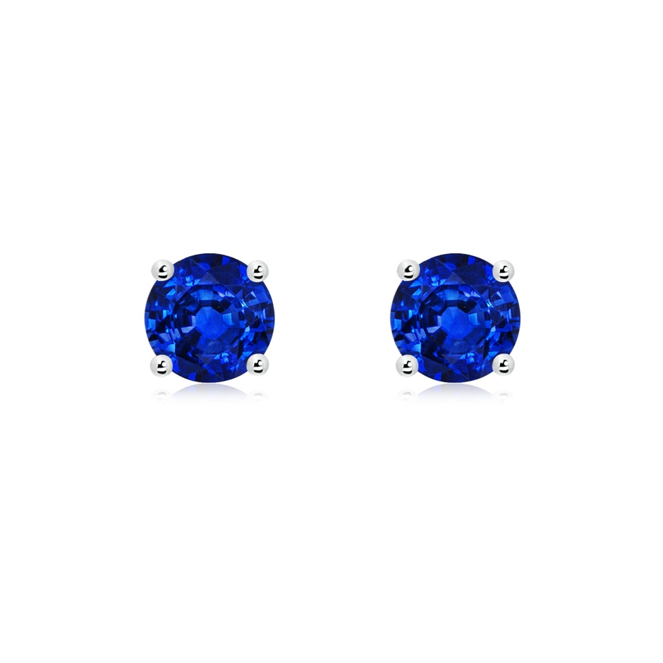 6mm AAAA Round Blue Sapphire Stud Earrings in P950 Platinum 