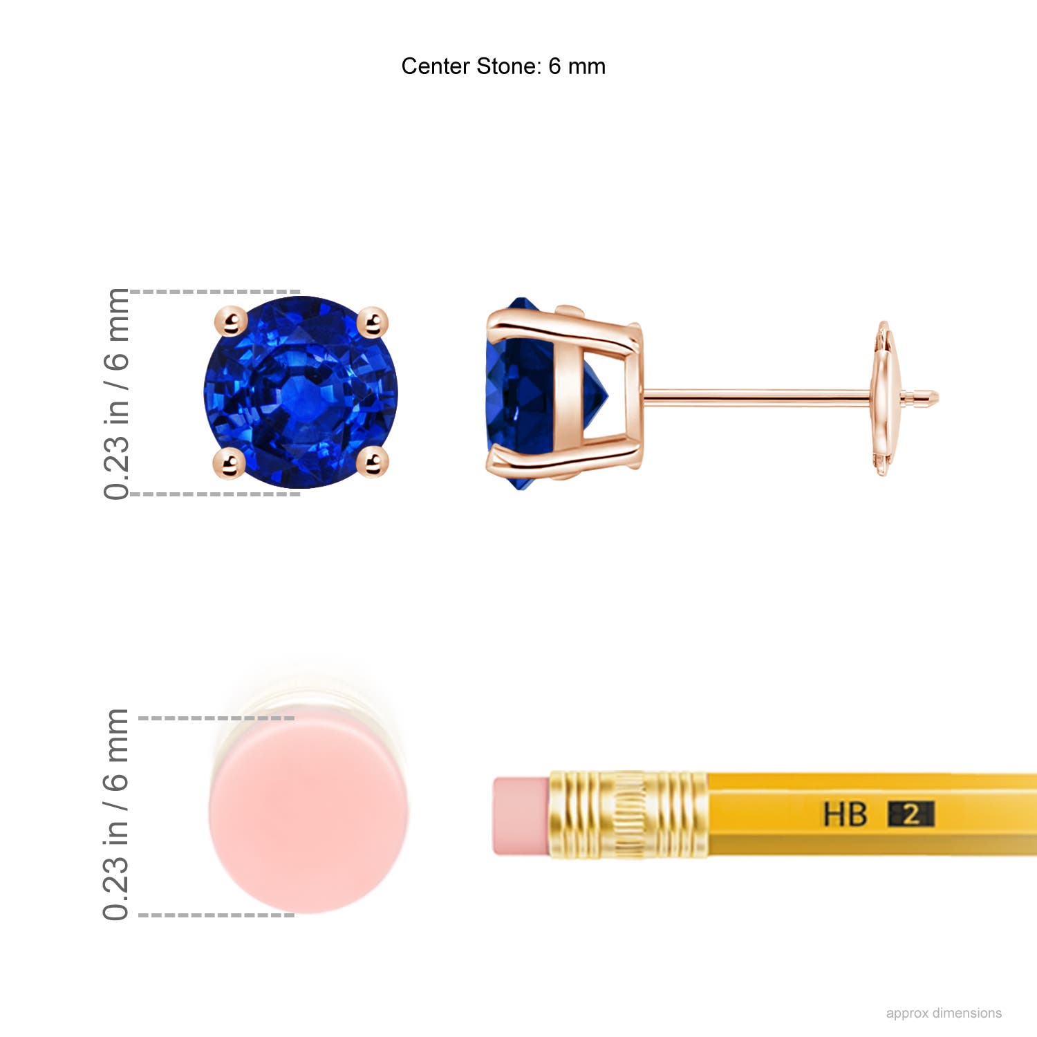 AAAA - Blue Sapphire / 2 CT / 14 KT Rose Gold