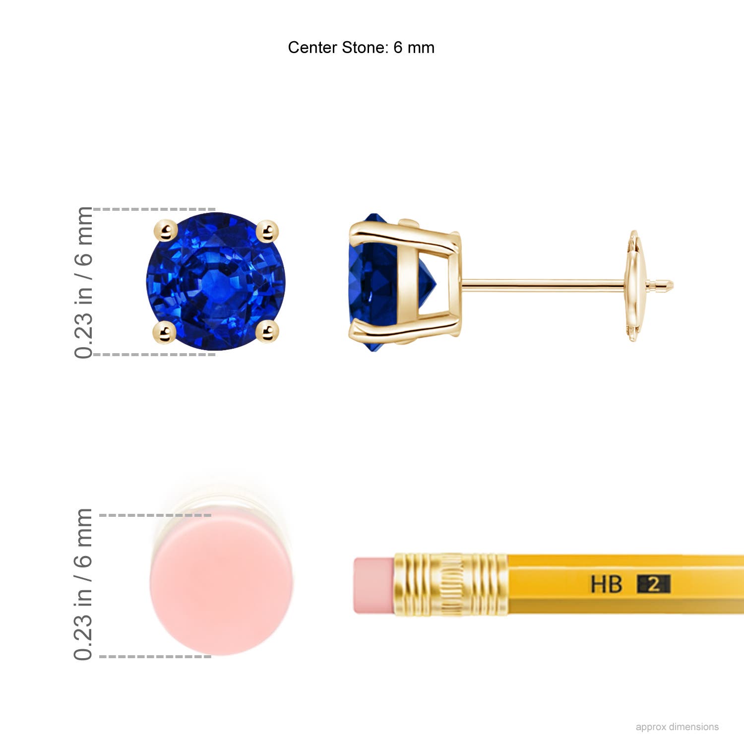 AAAA - Blue Sapphire / 2 CT / 14 KT Yellow Gold