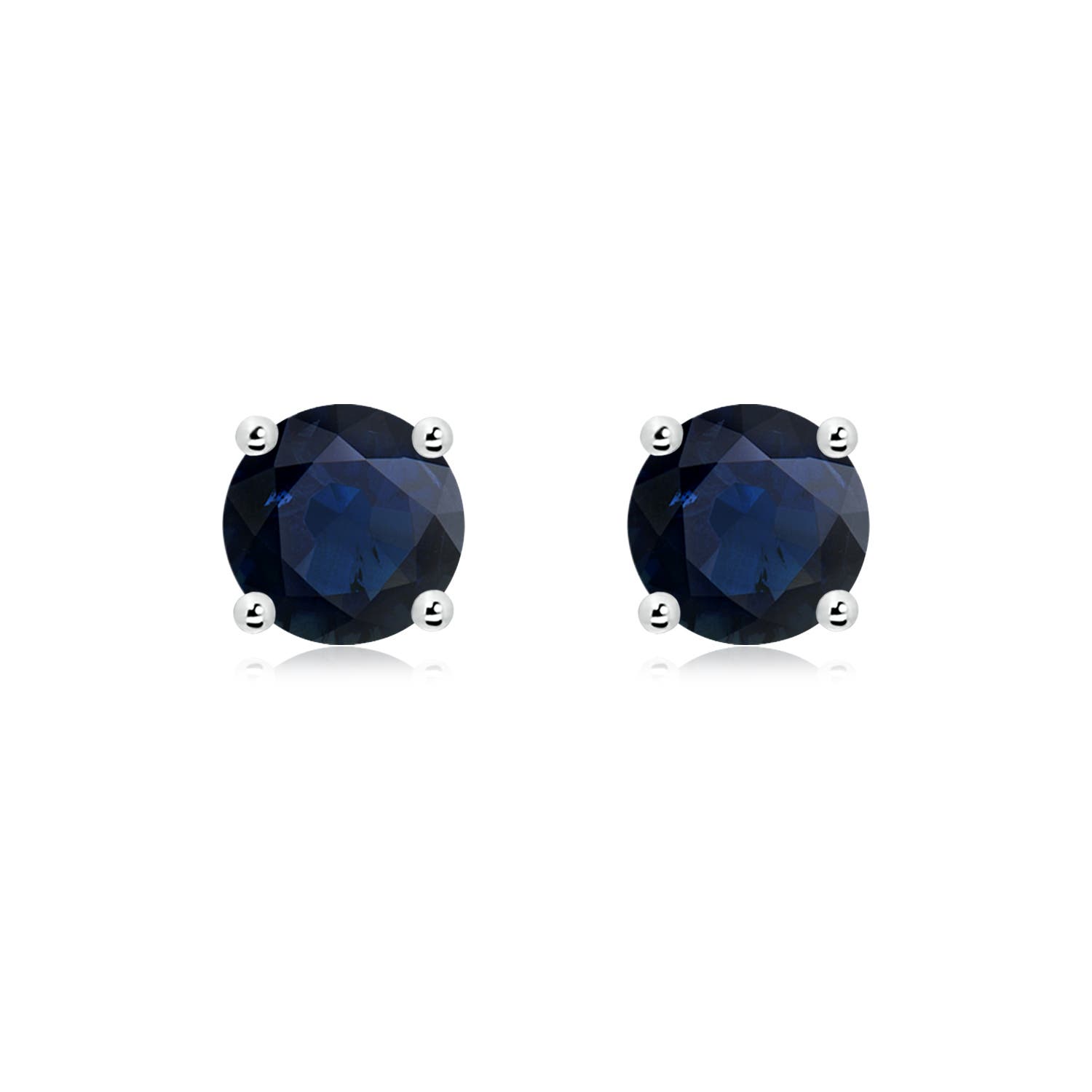 7mm A Round Blue Sapphire Stud Earrings in P950 Platinum