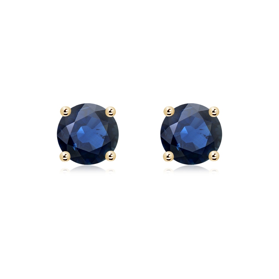7mm AA Round Blue Sapphire Stud Earrings in Yellow Gold 
