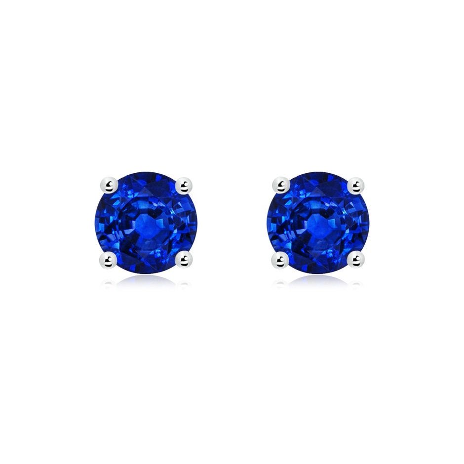 7mm AAAA Round Blue Sapphire Stud Earrings in P950 Platinum 