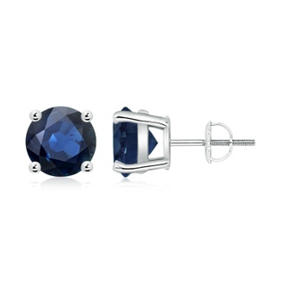 8mm AA Round Blue Sapphire Stud Earrings in P950 Platinum