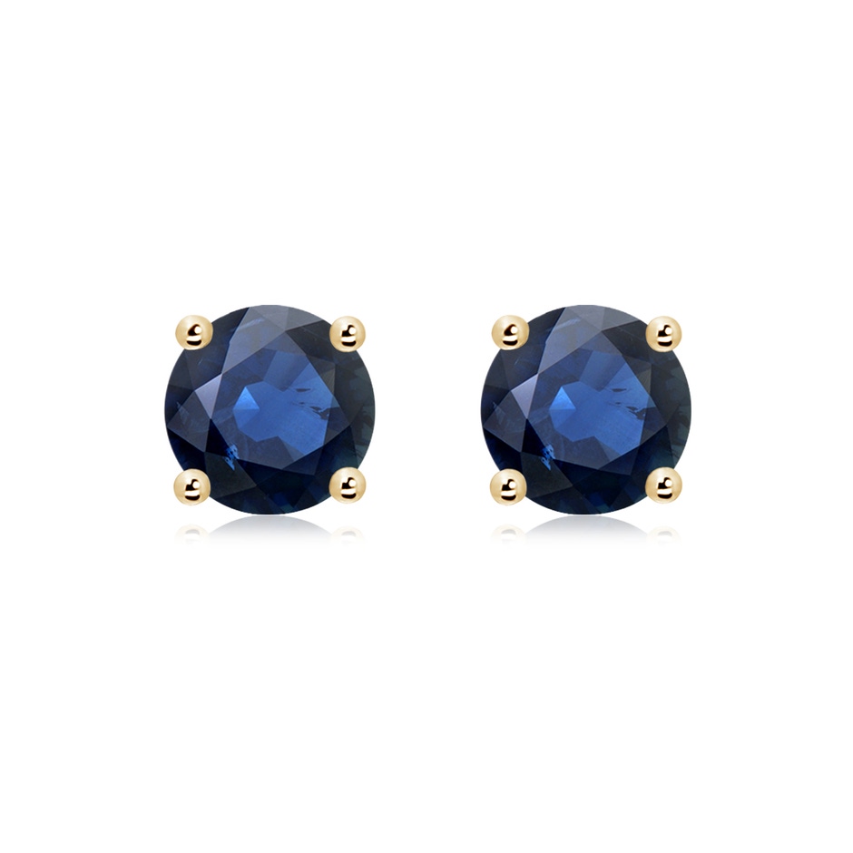 8mm AA Round Blue Sapphire Stud Earrings in Yellow Gold 